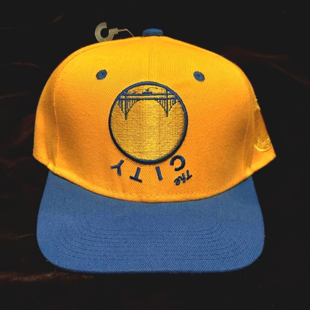 Men's Mitchell & Ness Royal/Gold Golden State Warriors Upside Down Snapback Hat